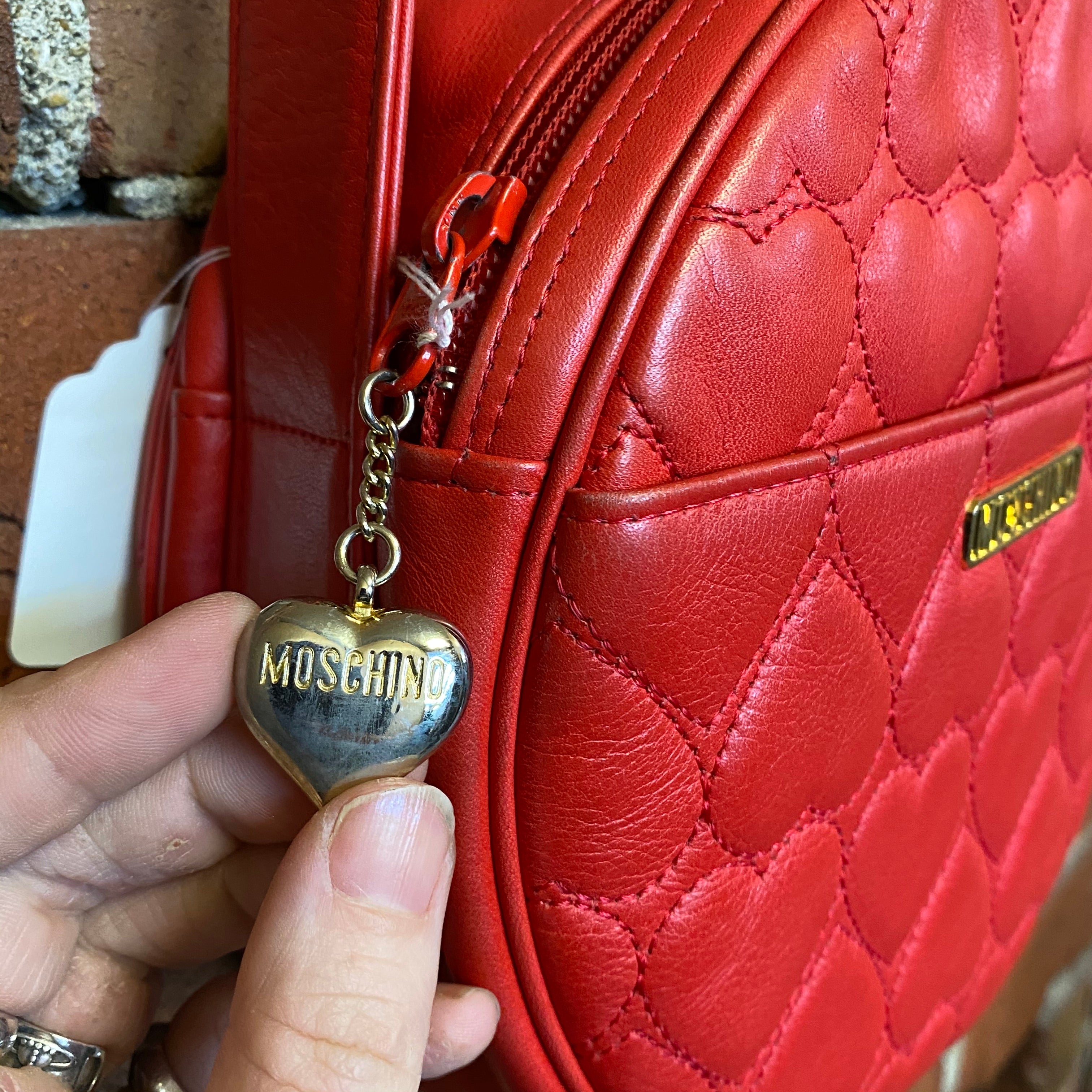 MOSCHINO heart quilted leather bag