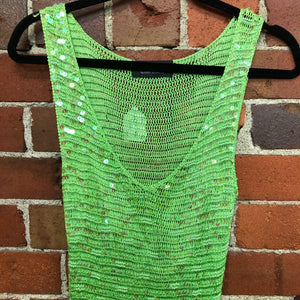 1990s Crochet, sexy lime green dress