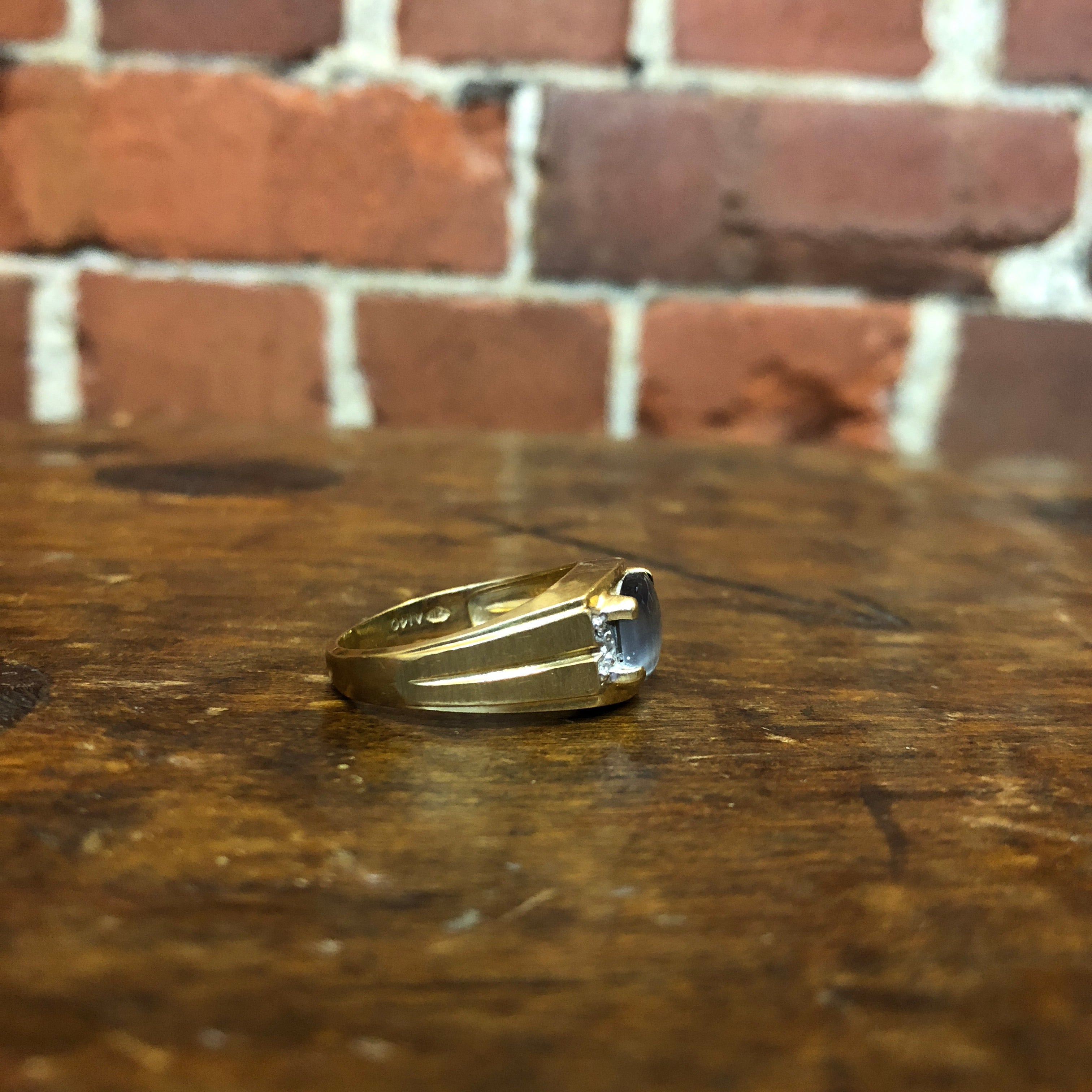 10k gold ring with diamonds and blue MOONstone