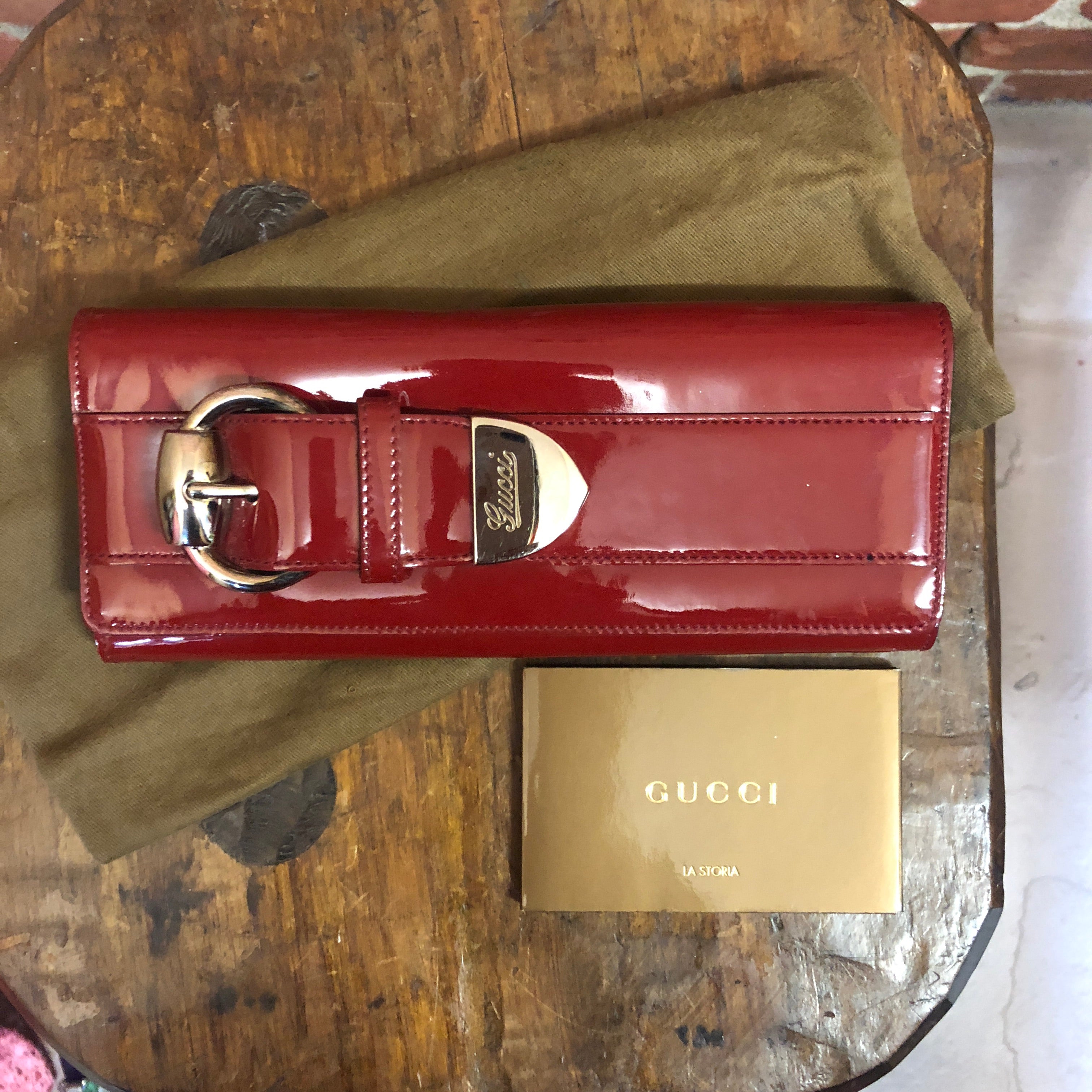 GUCCI patent leather wallet clutch