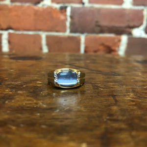 10k gold ring with diamonds and blue MOONstone