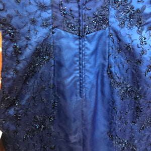 1950s embellished wiggle dress in blue