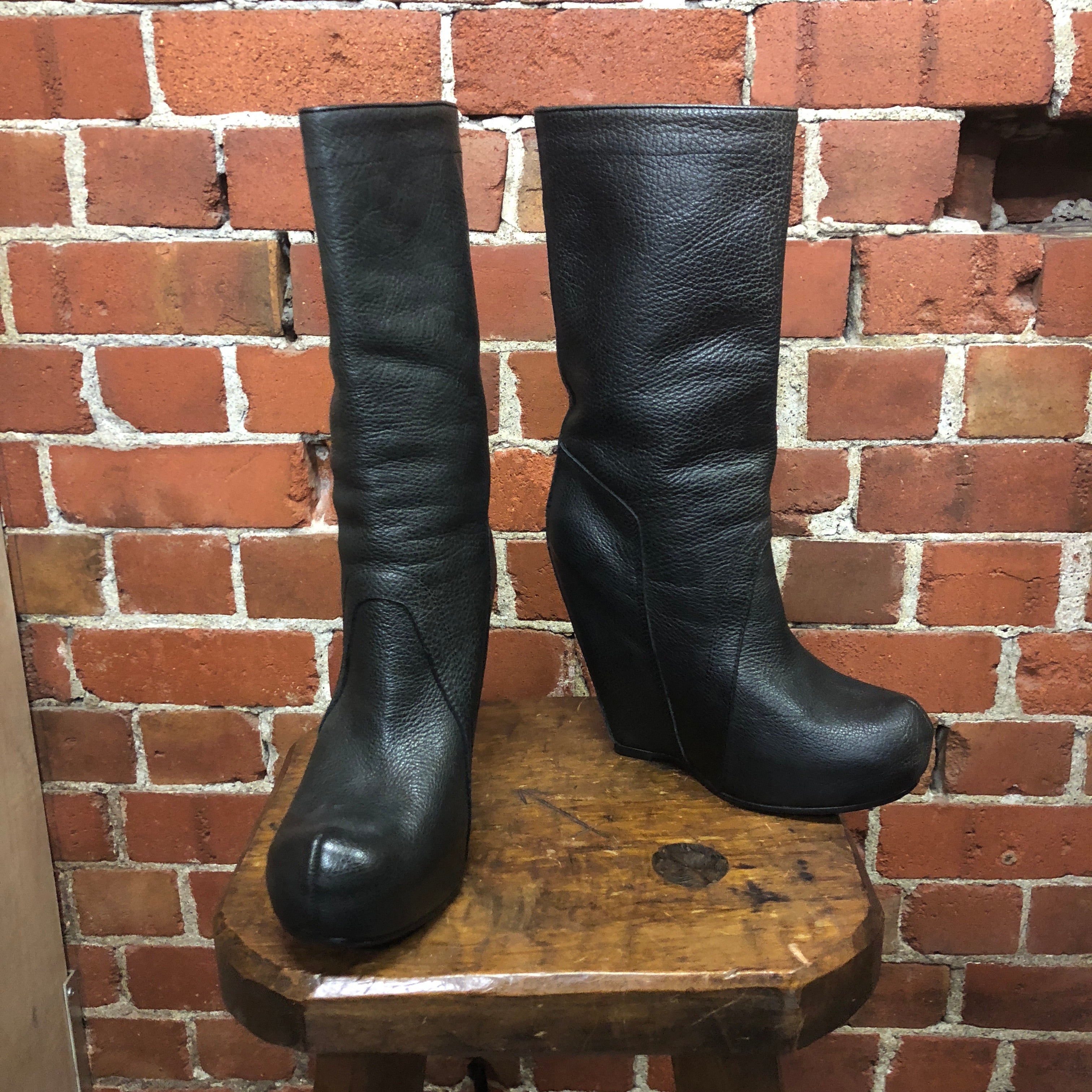 RICK OWENS leather boots 37